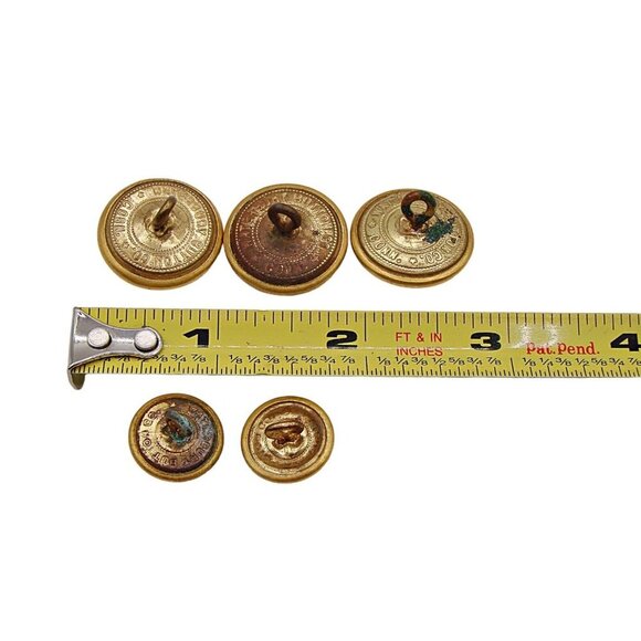Lot of 5 Vintage Waterbury Co Conn Military Brass Eagle Anchor Buttons 2 Sizes - Picture 8 of 9